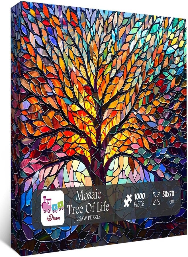 iDream 1000 Pieces Jigsaw Puzzle - Artistic 3D Design, Colorful Wall Decor, Challenging Puzzle Gift for Friends & Family (Stained Glass - Tree of Life) - Image 1